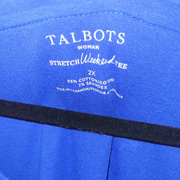 Talbots Woman 2X Stretch Weekend Tee Blue Plus Size Classic Scoop - Picture 4 of 4